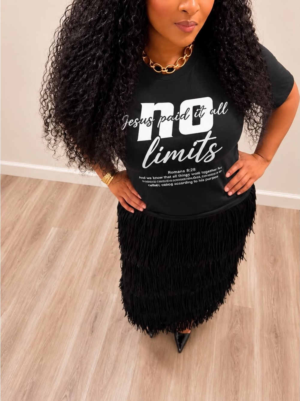 No Limits Black Graphic Tee — Jesus Paid It All